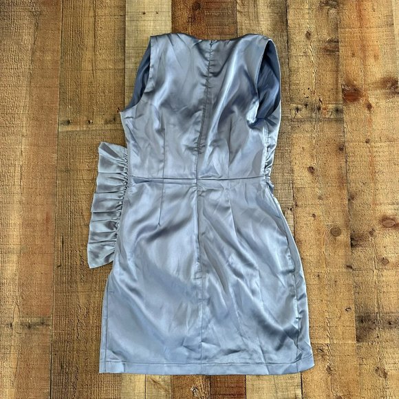 ASOS The Girlcode Women's Satin Ruffle Side Wrap Tank Top Mini Dress in Blue -10 - Picture 8 of 8